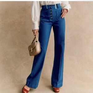 NWT Sezane Pantalon Chuck in Navy - Size 14